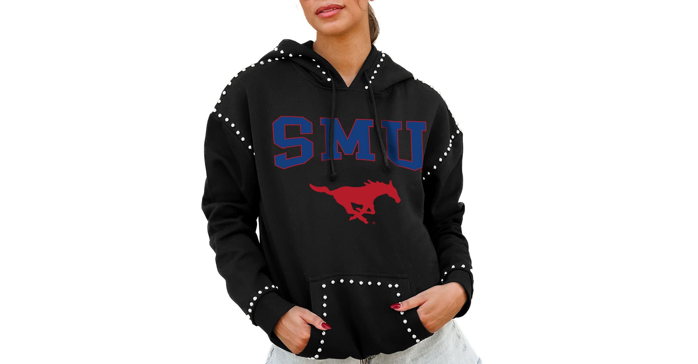 NCAA SMU Mustangs Studded Pullover Hoodie