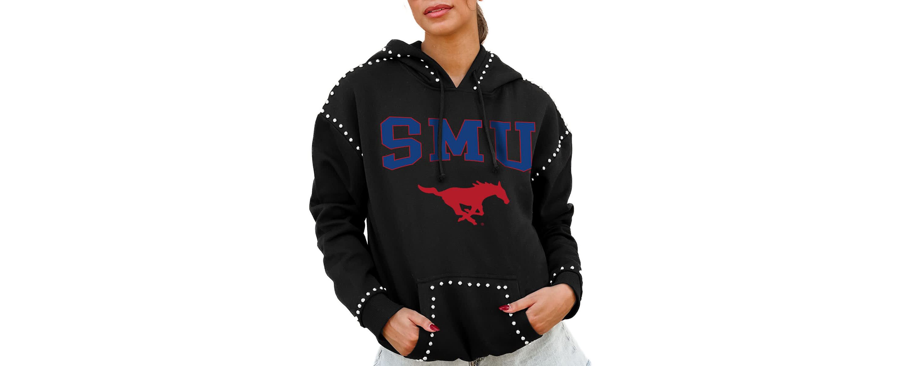 NCAA SMU Mustangs Studded Pullover Hoodie