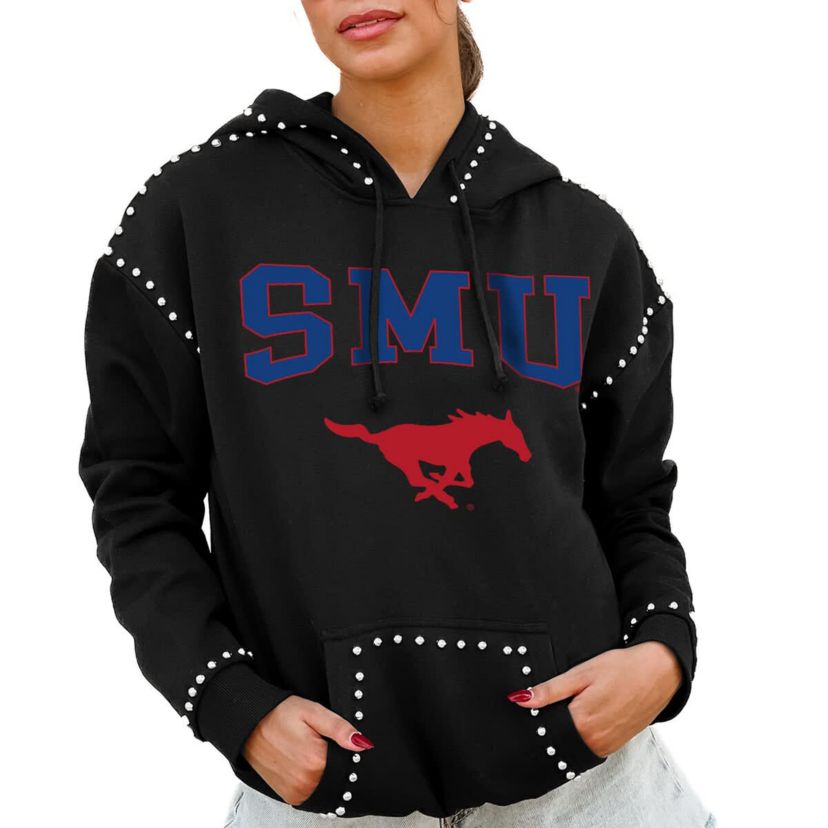 NCAA SMU Mustangs Studded Pullover Hoodie