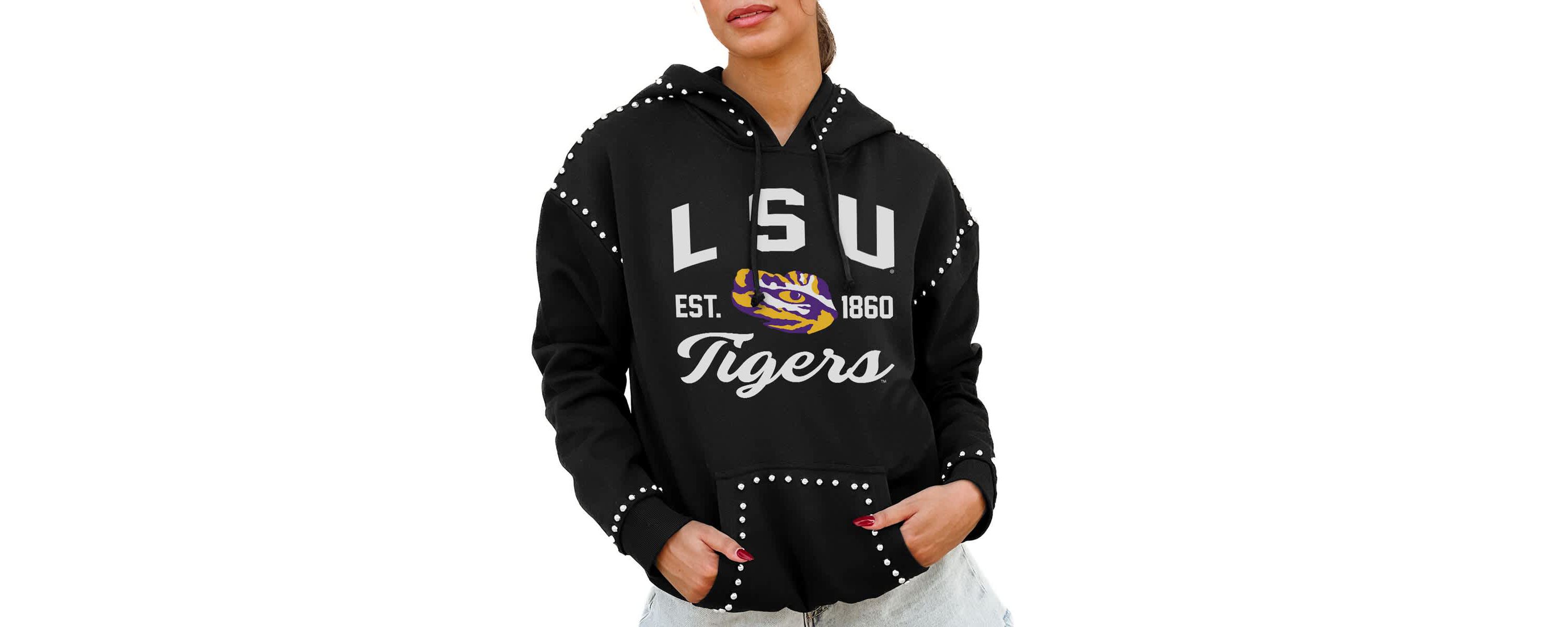 NCAA LSU Tigers Studded Pullover Hoodie