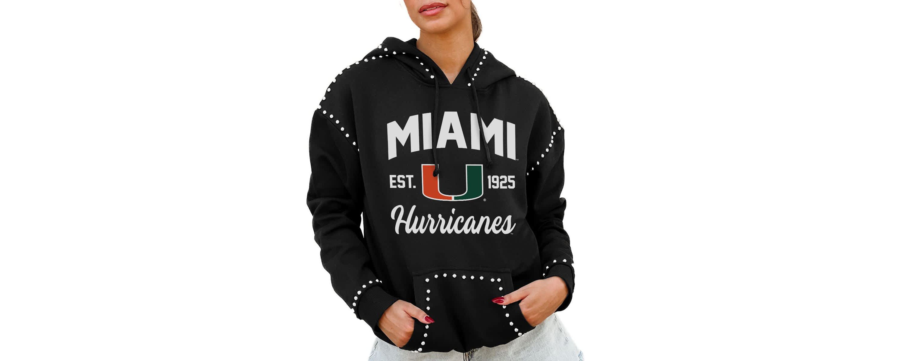 Miami (FL) Hurricanes NCAA Miami Hurricanes Studded Pullover Hoodie