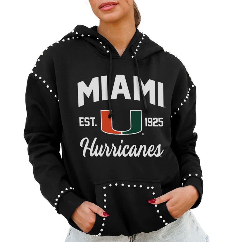 Miami (FL) Hurricanes NCAA Miami Hurricanes Studded Pullover Hoodie
