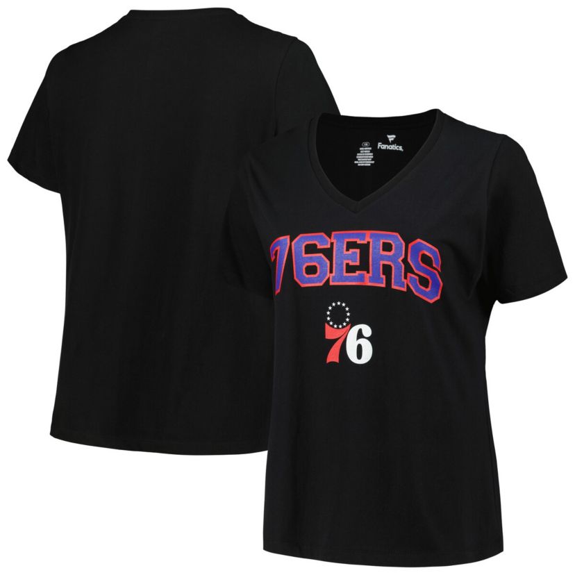 NBA Philadelphia 76ers Plus Size Arch Over Logo V-Neck T-Shirt