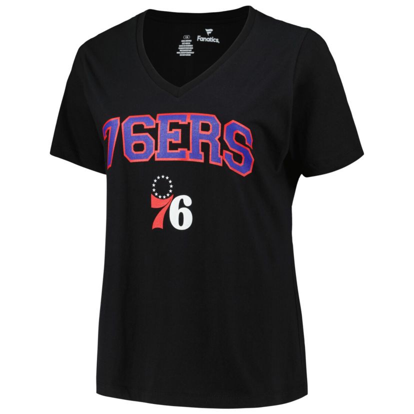 NBA Philadelphia 76ers Plus Size Arch Over Logo V-Neck T-Shirt