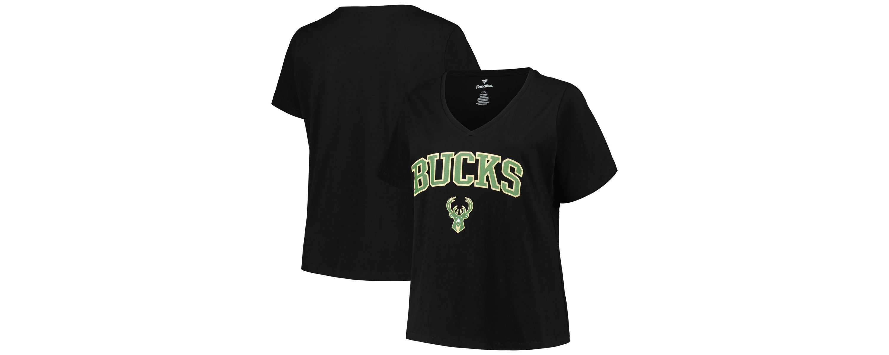 NBA Milwaukee Bucks Plus Size Arch Over Logo V-Neck T-Shirt