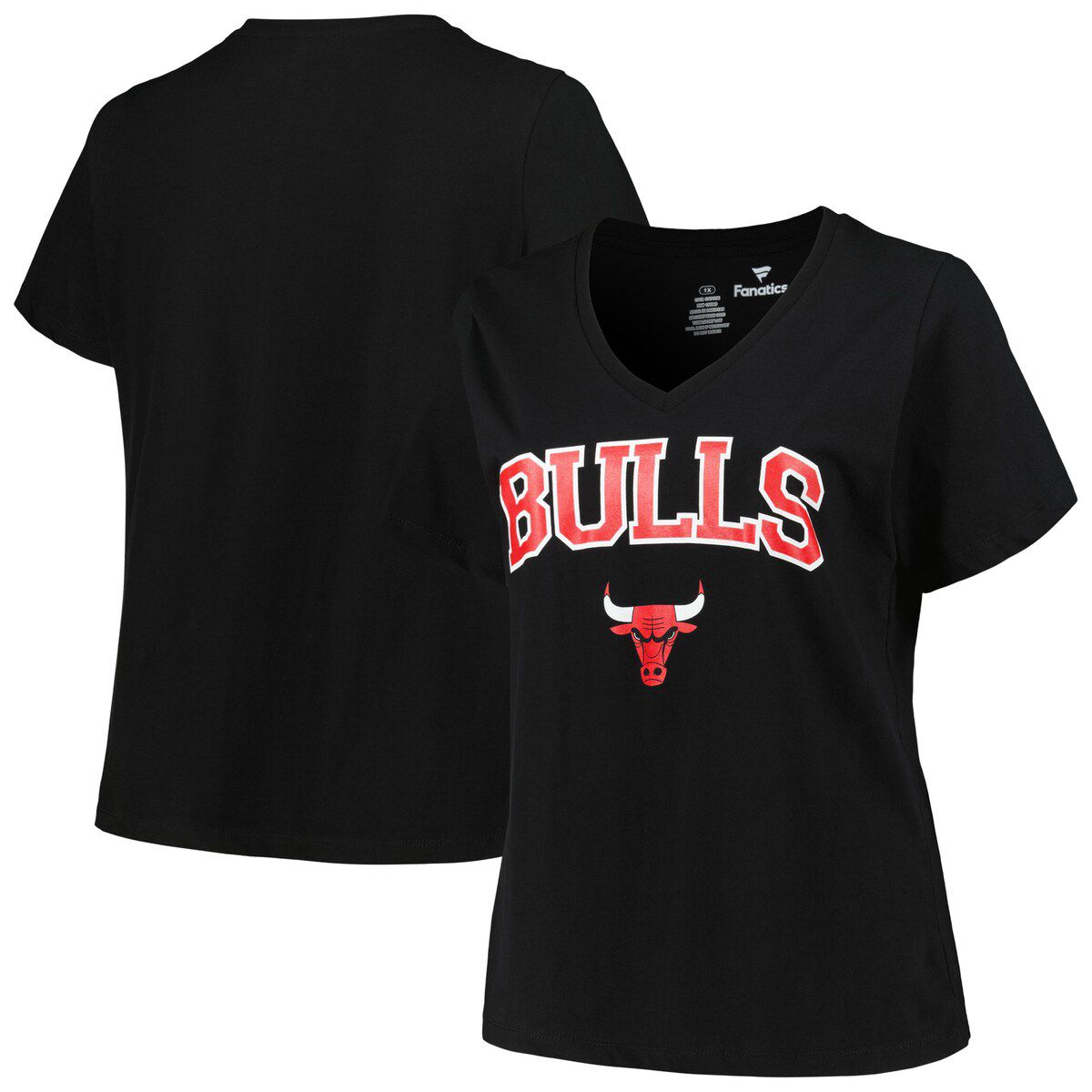 NBA Chicago Bulls Plus Size Arch Over Logo V-Neck T-Shirt