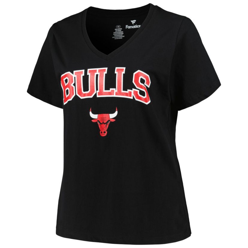 NBA Chicago Bulls Plus Size Arch Over Logo V-Neck T-Shirt
