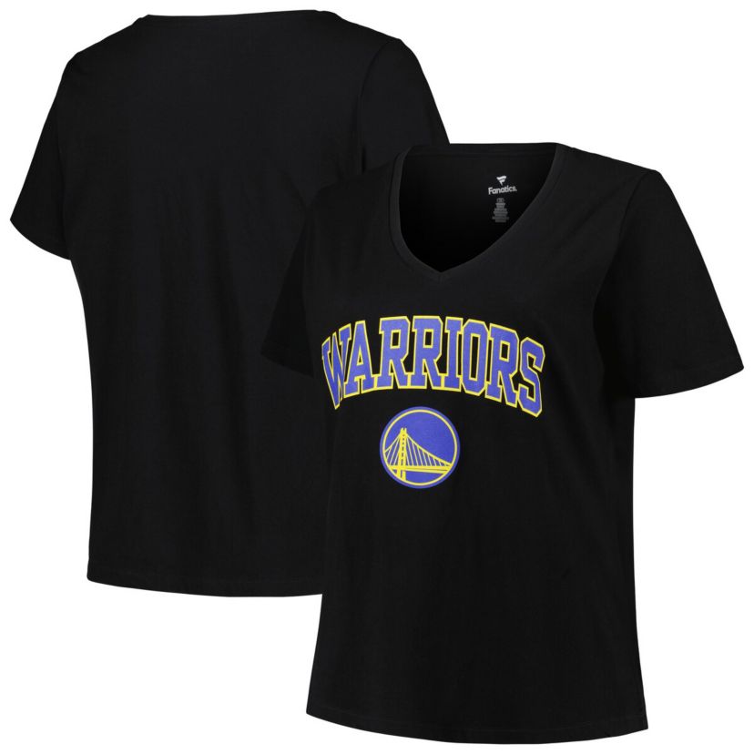NBA Golden State Warriors Plus Size Arch Over Logo V-Neck T-Shirt