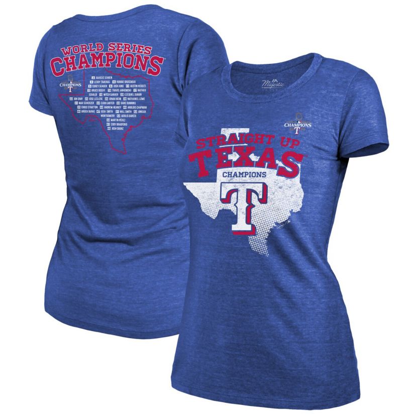 MLB Texas Rangers 2023 World Series s Local Ground Rules Roster Tri-Blend Fitted T-Shirt
