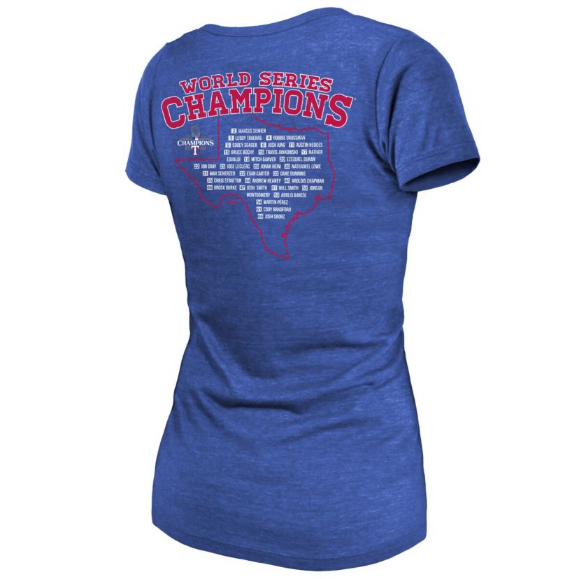 MLB Texas Rangers 2023 World Series s Local Ground Rules Roster Tri-Blend Fitted T-Shirt