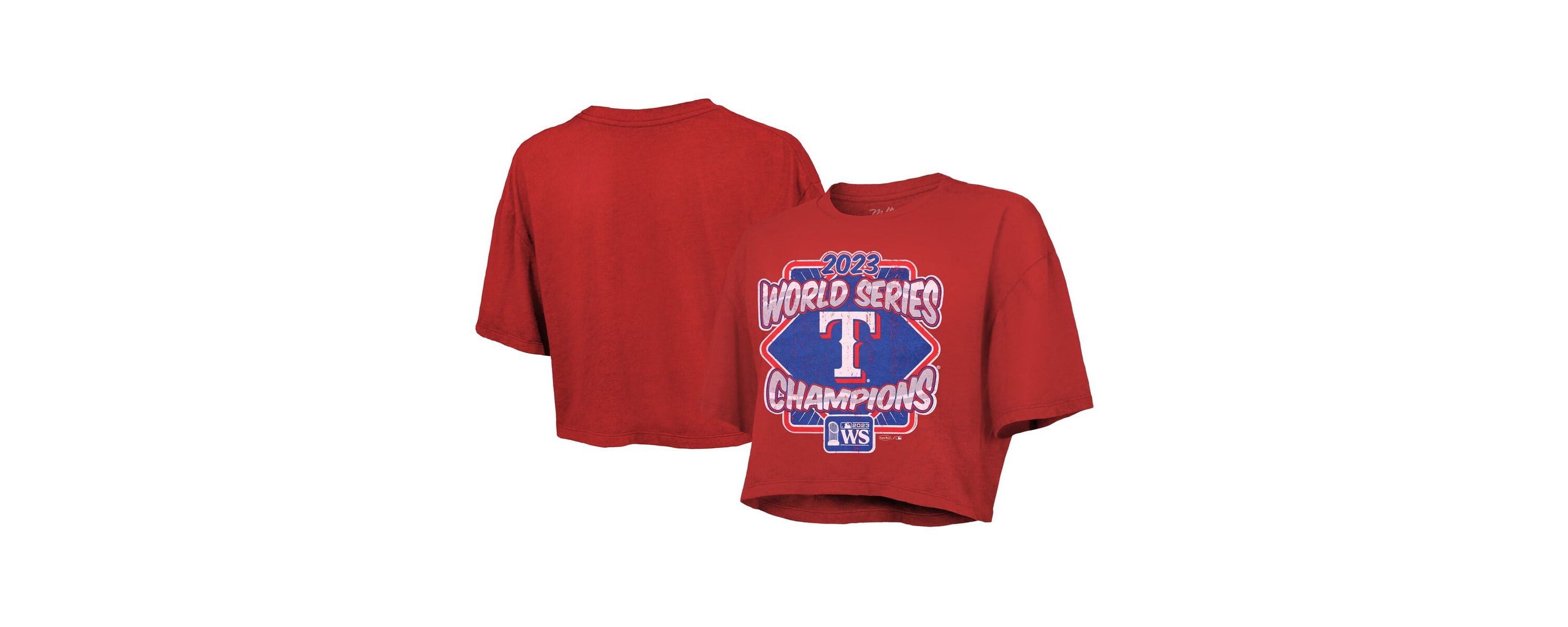 MLB Texas Rangers 2023 World Series s Best Face Forward Boxy Cropped Tri-Blend T-Shirt