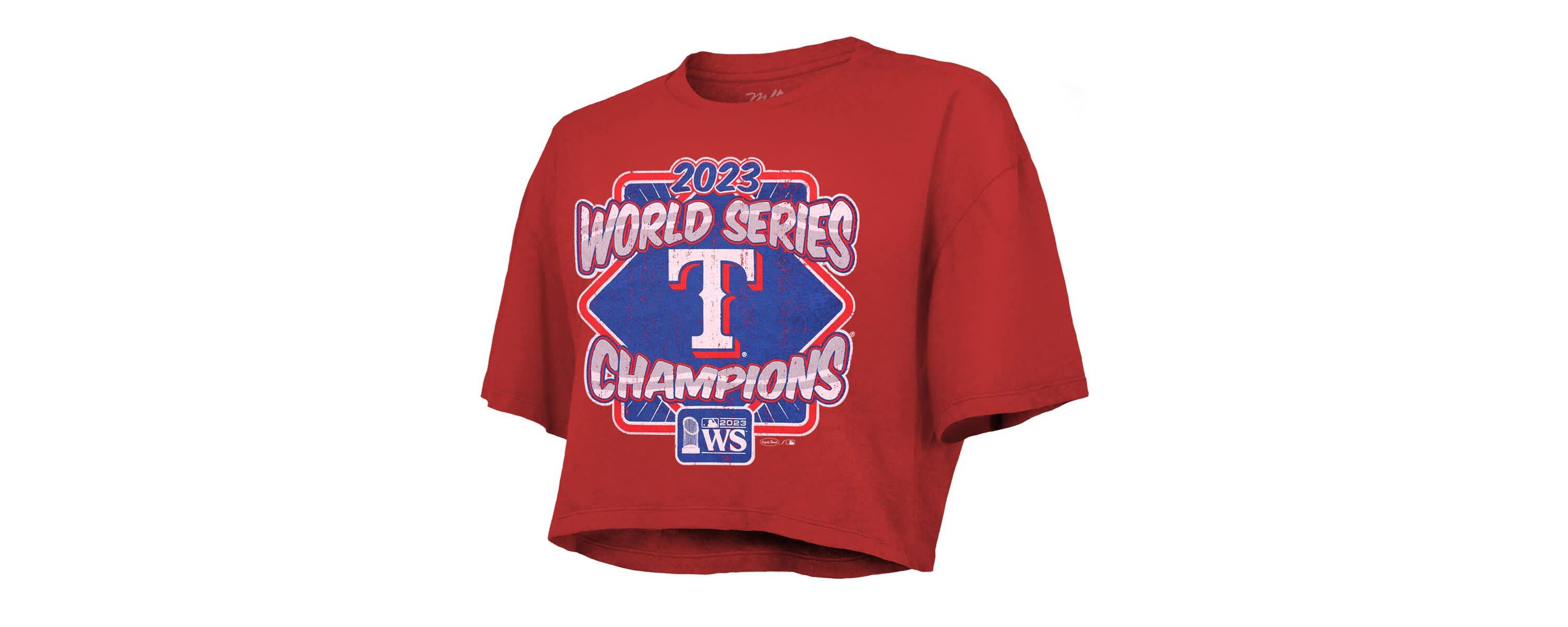 MLB Texas Rangers 2023 World Series s Best Face Forward Boxy Cropped Tri-Blend T-Shirt