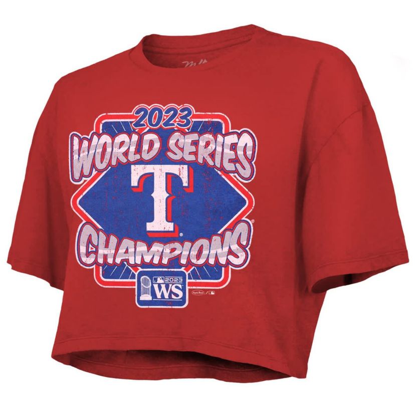 MLB Texas Rangers 2023 World Series s Best Face Forward Boxy Cropped Tri-Blend T-Shirt
