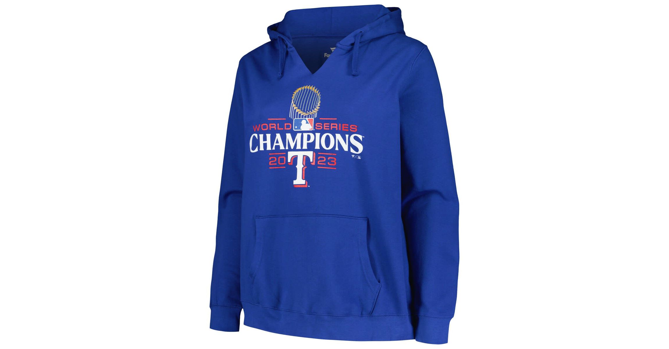 MLB Fanatics Texas Rangers 2023 World Series s Plus Size Trophy Logo Pullover Hoodie