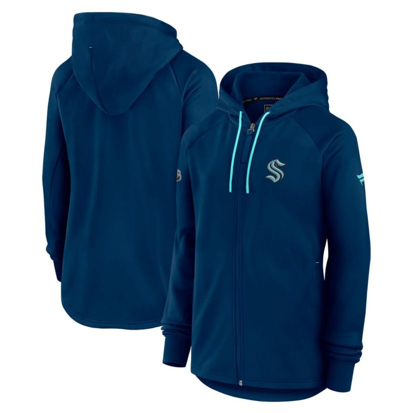 NHL Fanatics Deep Sea Seattle Kraken Authentic Pro Rink Fleece Full-Zip Jacket