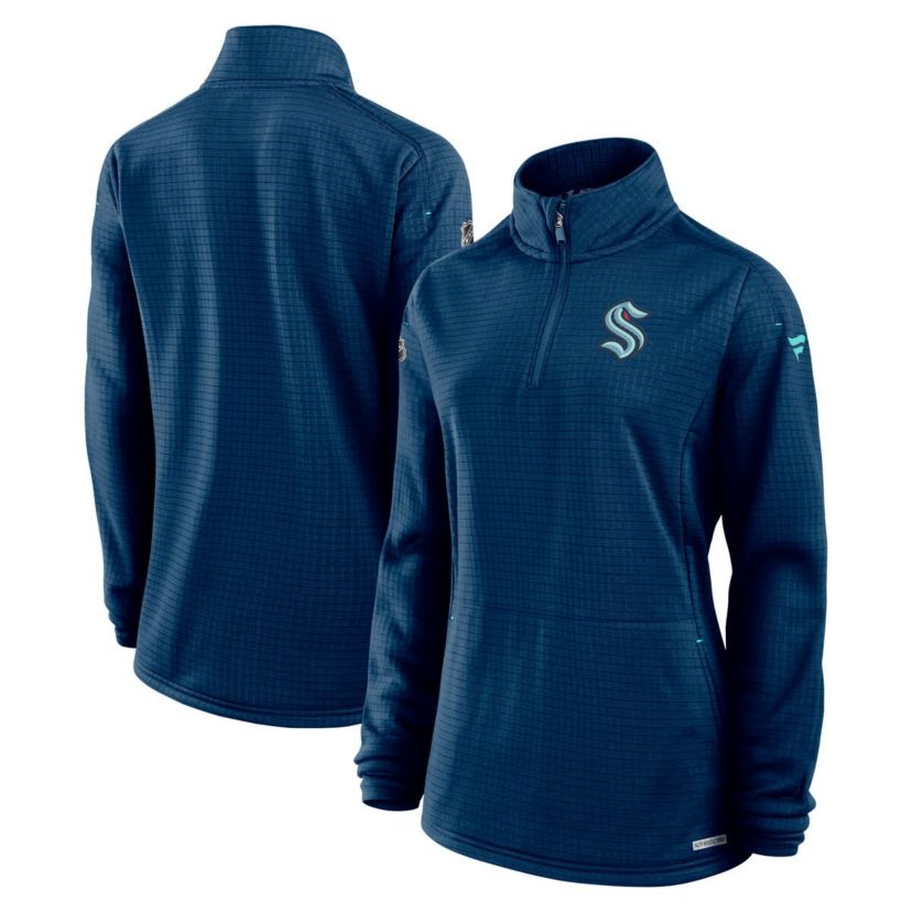 NHL Fanatics Deep Sea Seattle Kraken Authentic Pro Rink Lightweight Quarter-Zip Pullover Sweatshirt
