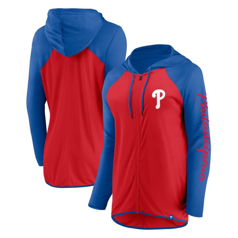 MLB Fanatics Red/Royal Philadelphia Phillies Script Sleeve Full-Zip Hoodie