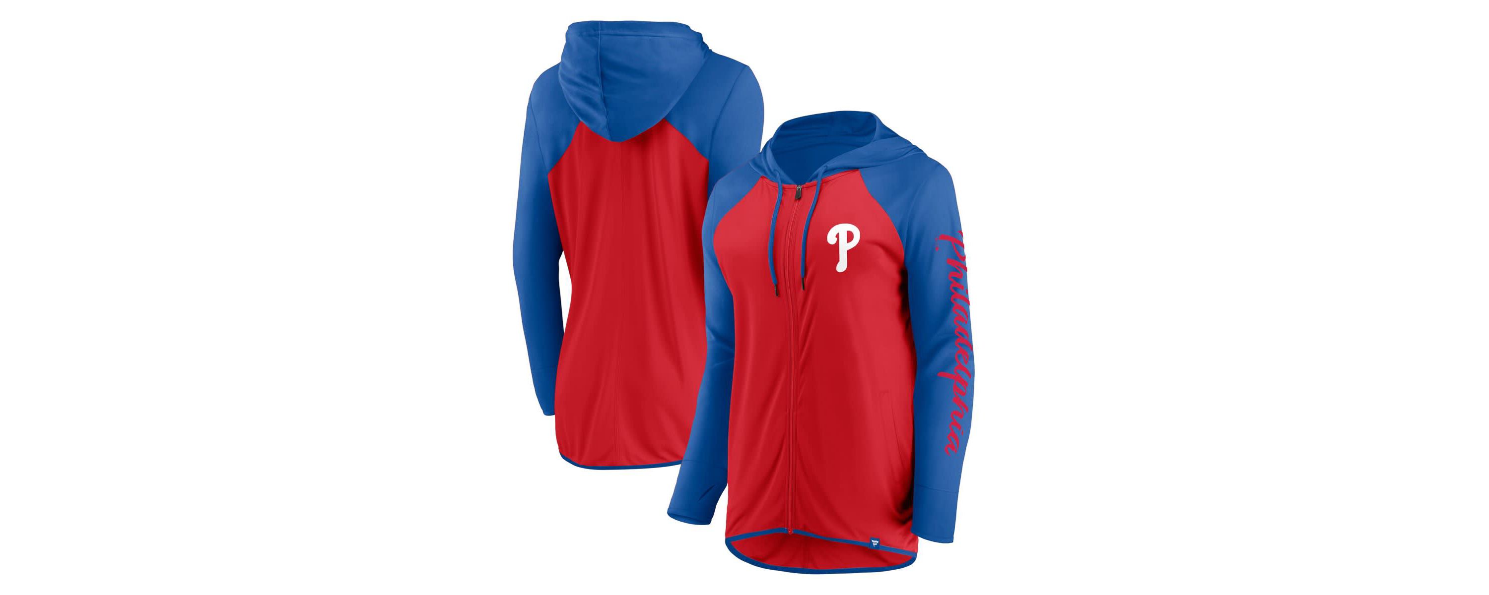 MLB Fanatics Red/Royal Philadelphia Phillies Script Sleeve Full-Zip Hoodie