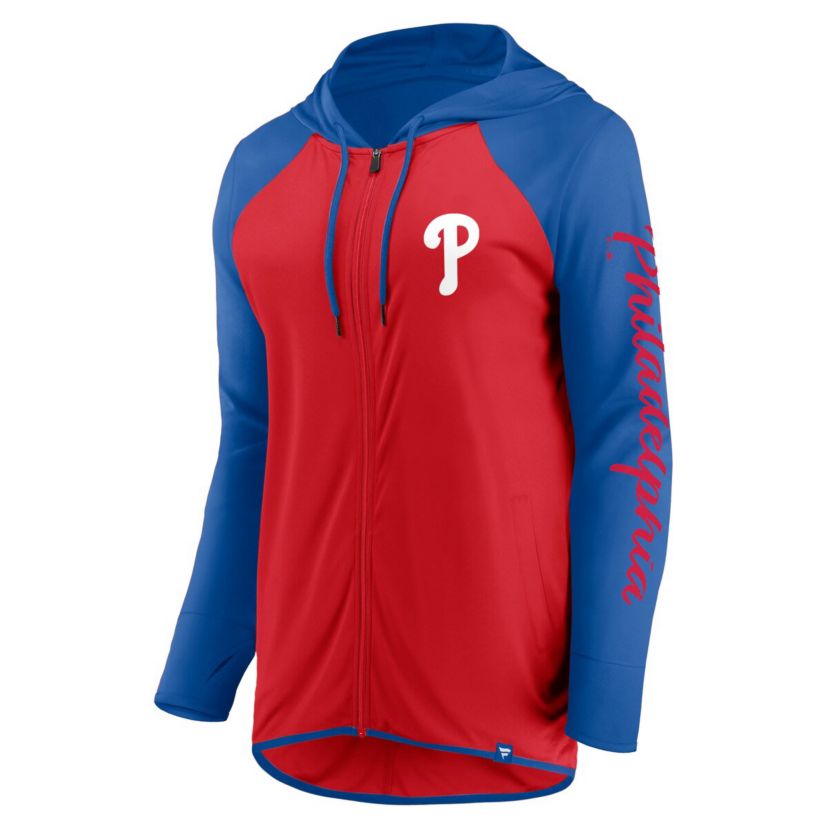 MLB Fanatics Red/Royal Philadelphia Phillies Script Sleeve Full-Zip Hoodie