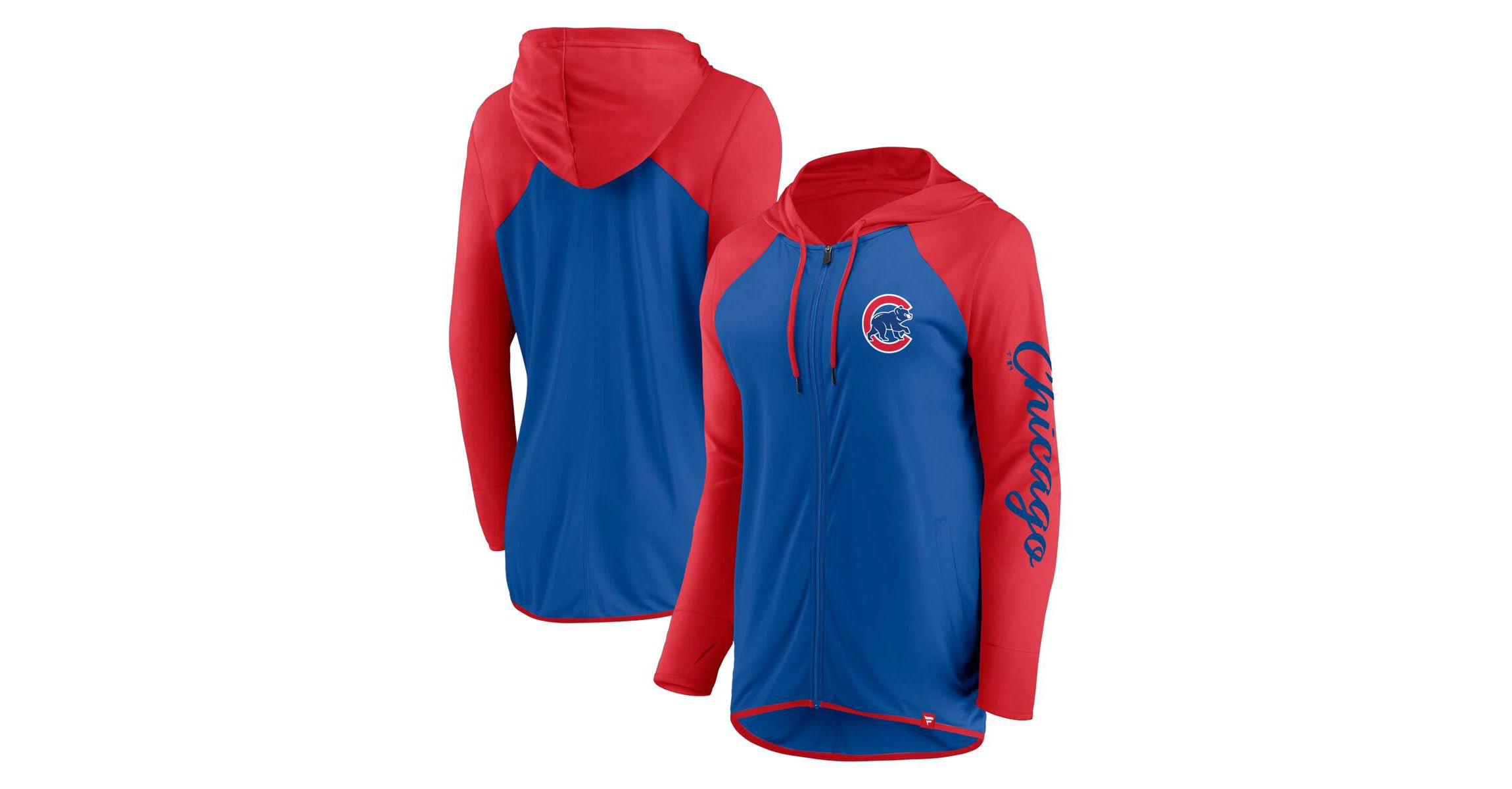 MLB Fanatics Royal/Red Chicago Cubs Script Sleeve Full-Zip Hoodie