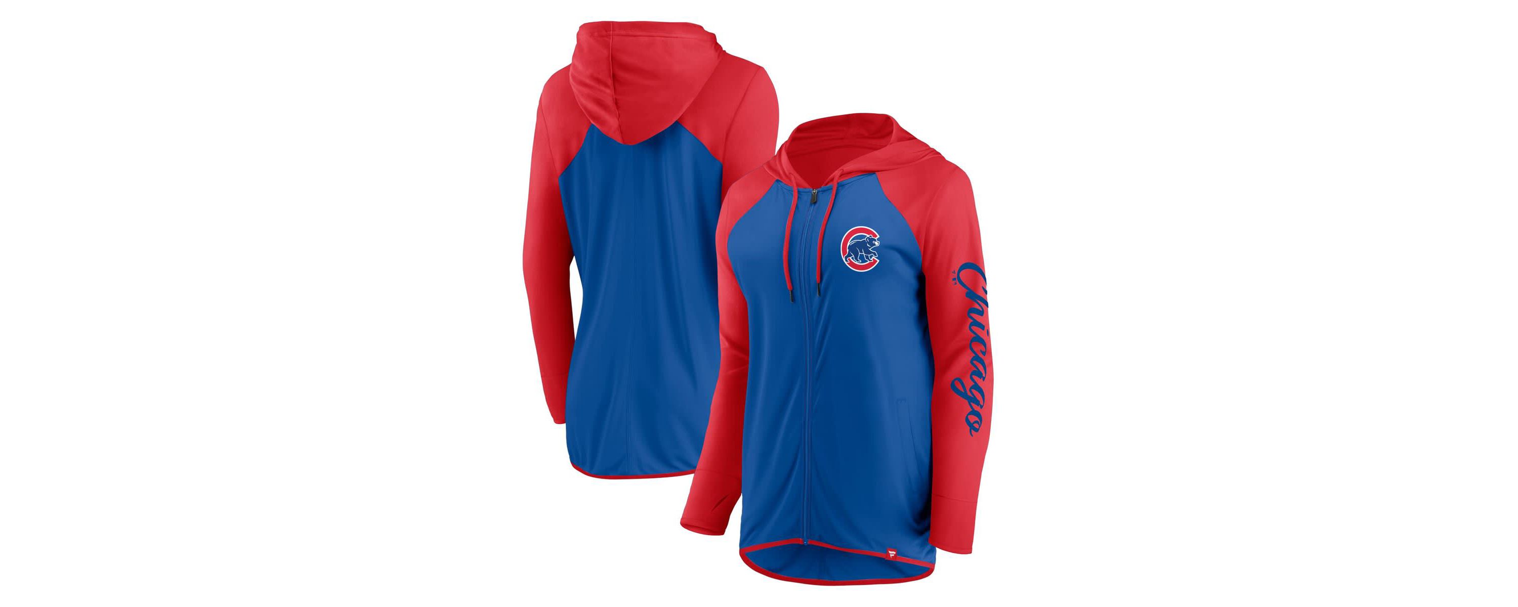 MLB Fanatics Royal/Red Chicago Cubs Script Sleeve Full-Zip Hoodie