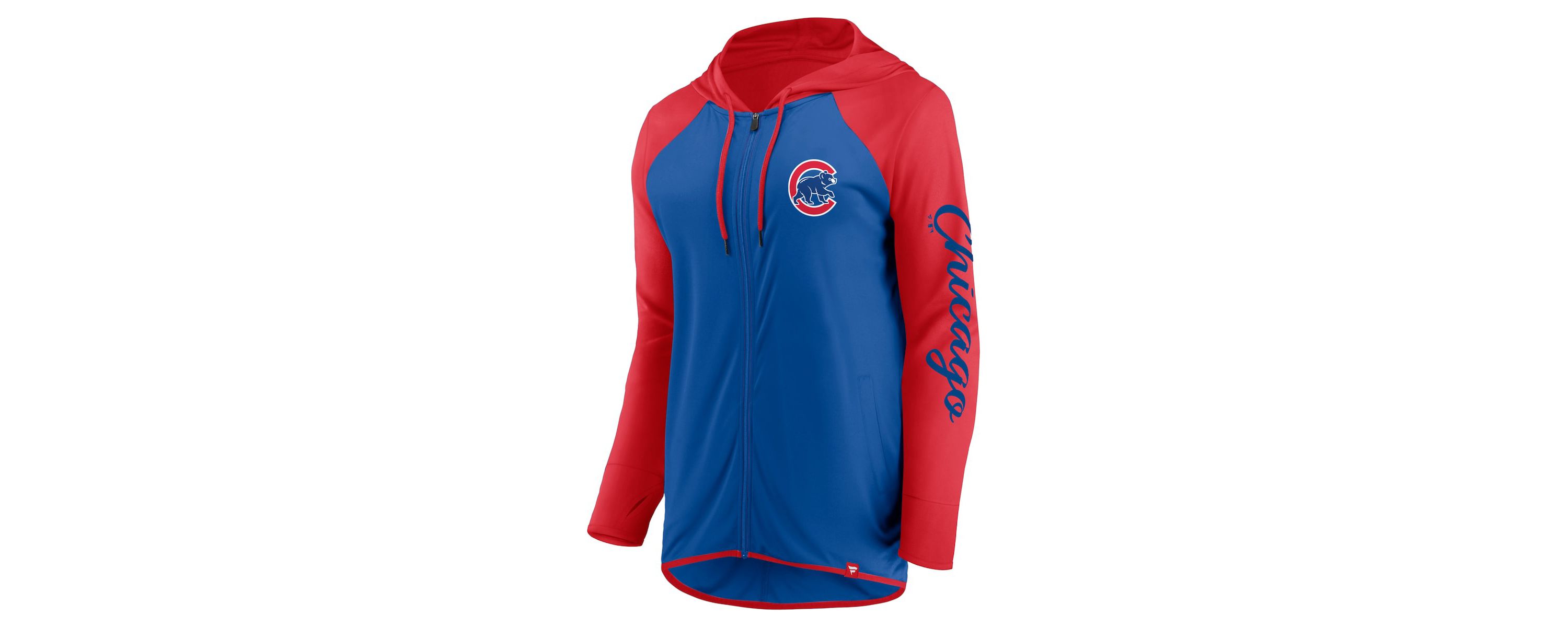 MLB Fanatics Royal/Red Chicago Cubs Script Sleeve Full-Zip Hoodie