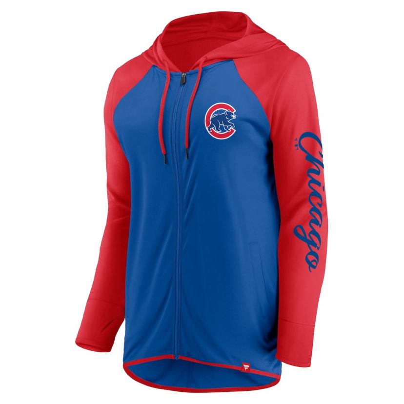 MLB Fanatics Royal/Red Chicago Cubs Script Sleeve Full-Zip Hoodie