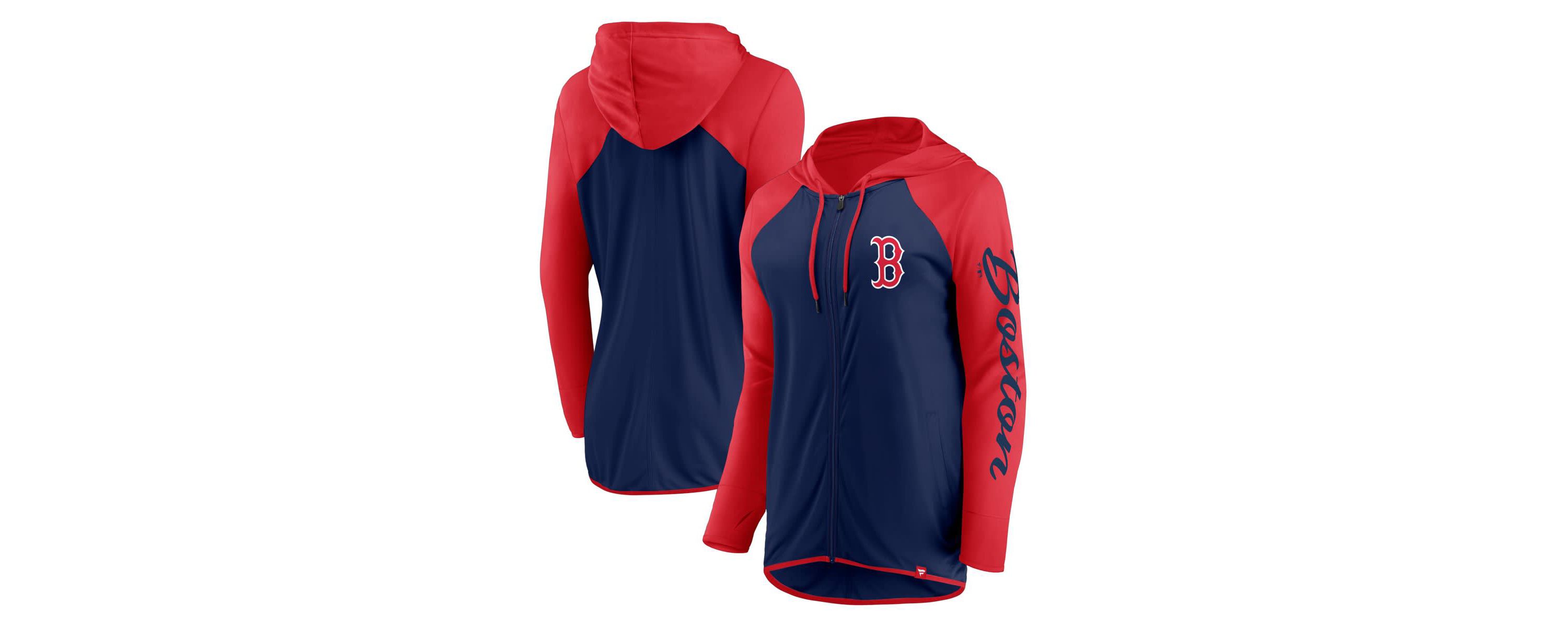 Boston Red Sox MLB Fanatics Navy/Red Boston Sox Script Sleeve Full-Zip Hoodie