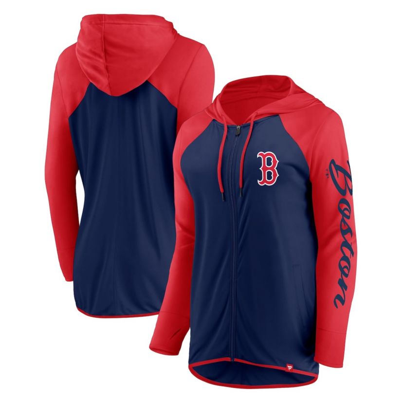 Boston Red Sox MLB Fanatics Navy/Red Boston Sox Script Sleeve Full-Zip Hoodie