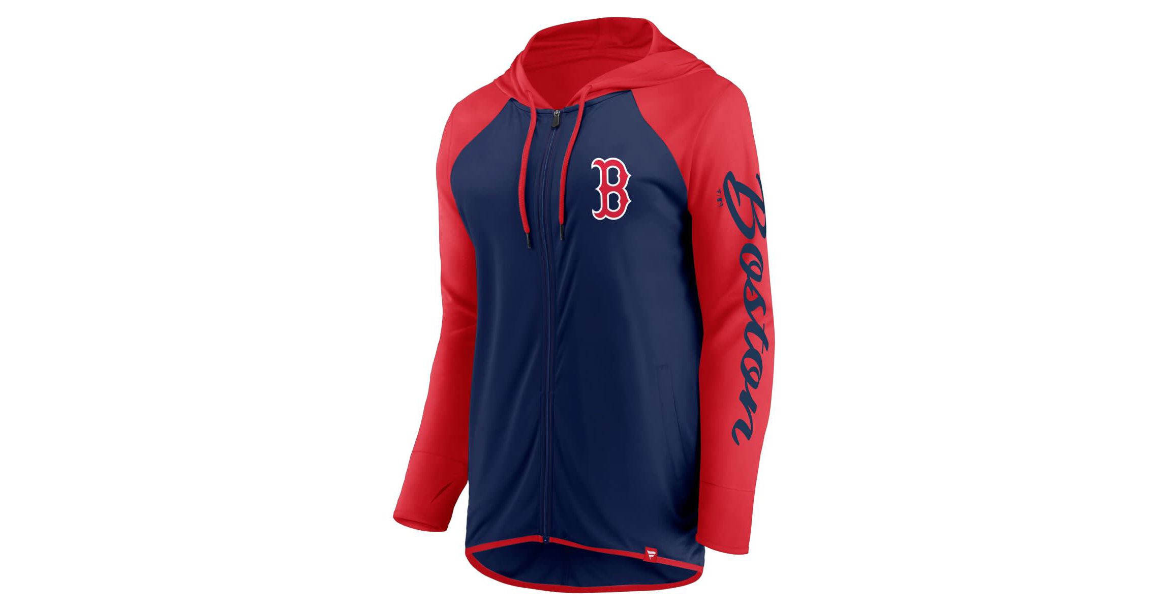 Boston Red Sox MLB Fanatics Navy/Red Boston Sox Script Sleeve Full-Zip Hoodie