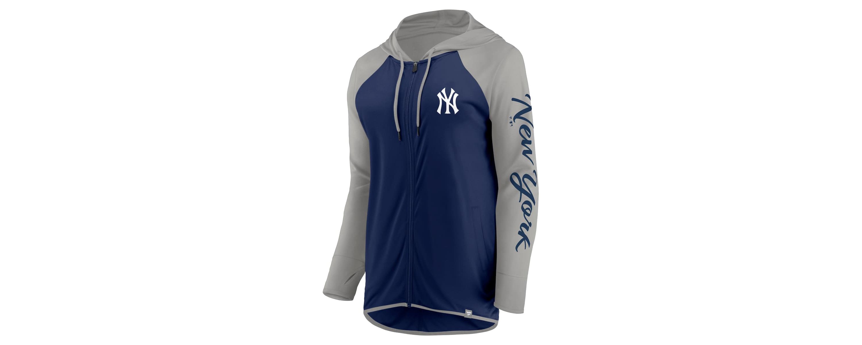 MLB Fanatics Navy/Gray New York Yankees Script Sleeve Full-Zip Hoodie