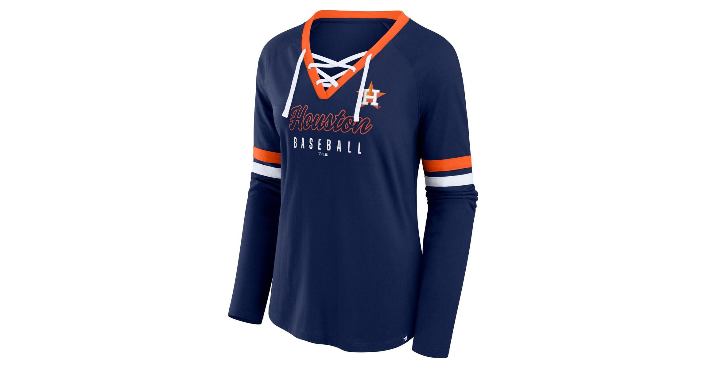 MLB Fanatics Houston Astros Won & Done Raglan Lace-Up Long Sleeve T-Shirt