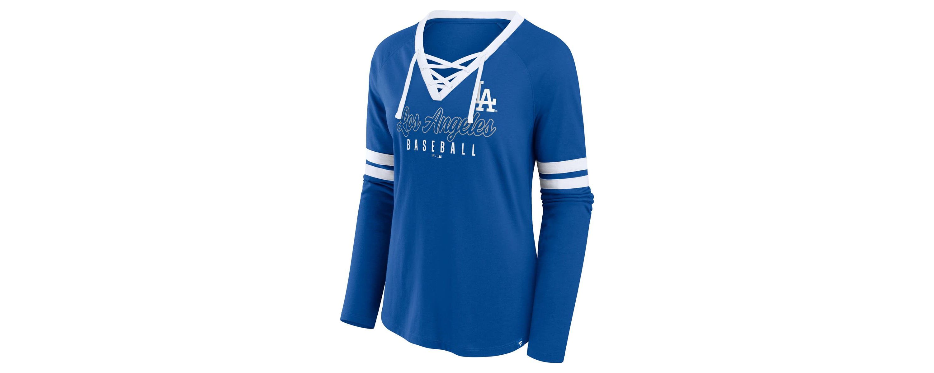 MLB Fanatics Los Angeles Dodgers Won & Done Raglan Lace-Up Long Sleeve T-Shirt
