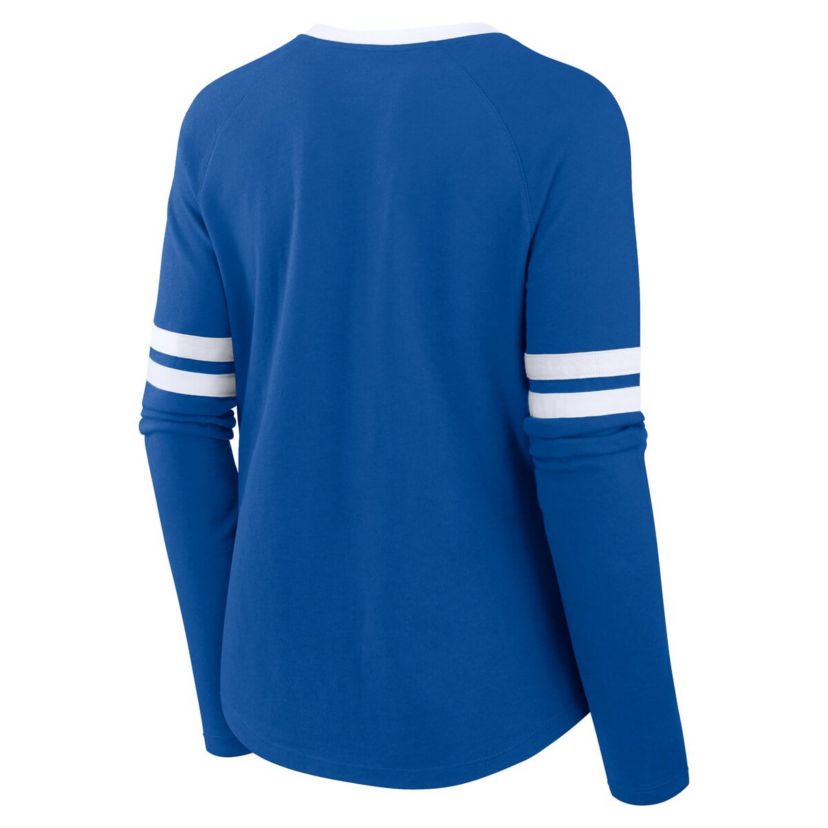 MLB Fanatics Los Angeles Dodgers Won & Done Raglan Lace-Up Long Sleeve T-Shirt