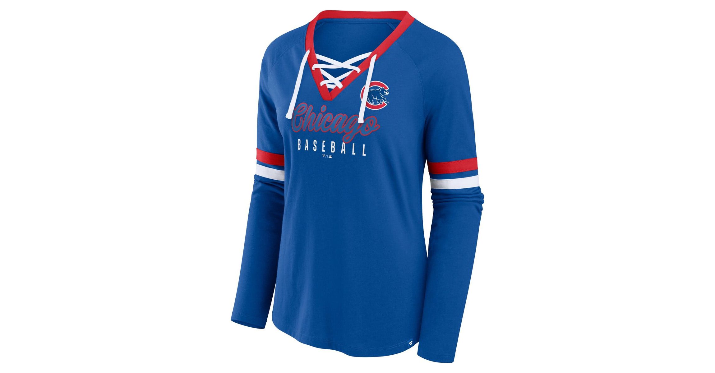 MLB Fanatics Chicago Cubs Won & Done Raglan Lace-Up Long Sleeve T-Shirt
