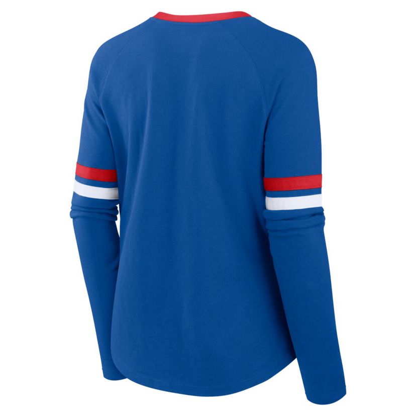 MLB Fanatics Chicago Cubs Won & Done Raglan Lace-Up Long Sleeve T-Shirt