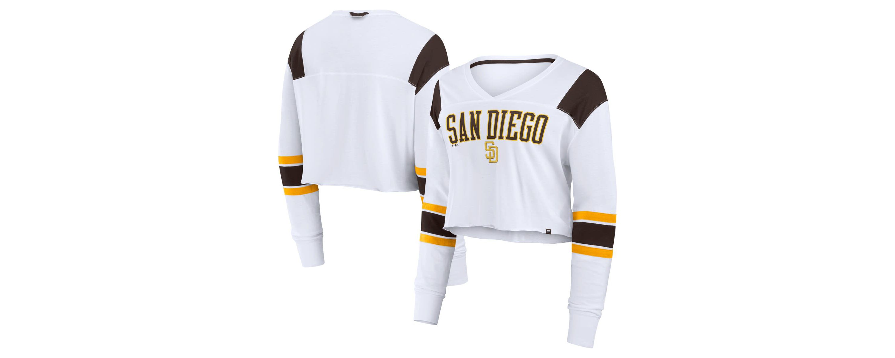 MLB Fanatics San Diego Padres Stretch Cropped Fashion Long Sleeve T-Shirt
