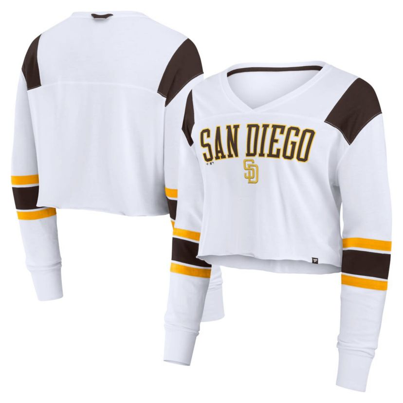 MLB Fanatics San Diego Padres Stretch Cropped Fashion Long Sleeve T-Shirt