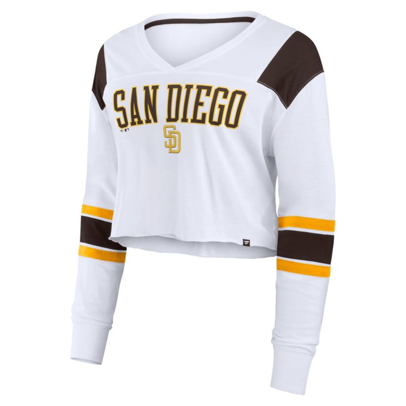 MLB Fanatics San Diego Padres Stretch Cropped Fashion Long Sleeve T-Shirt