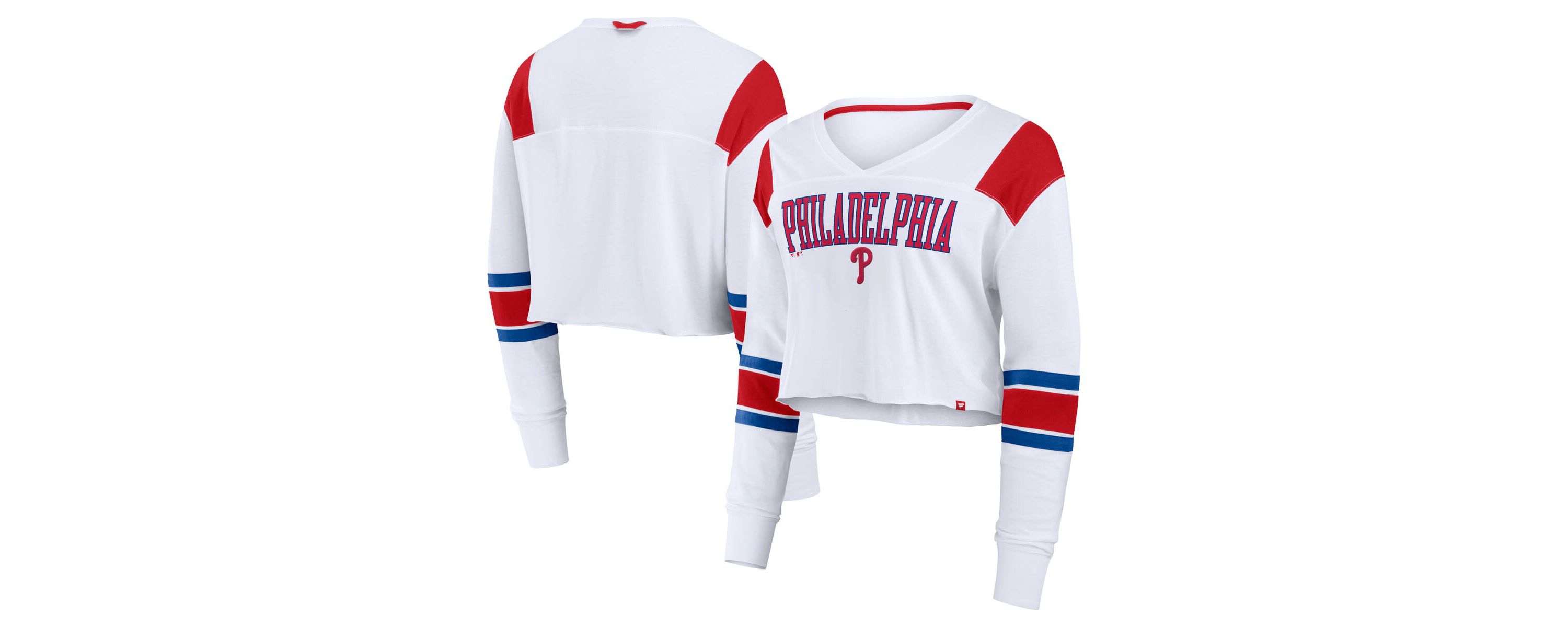 MLB Fanatics Philadelphia Phillies Stretch Cropped Fashion Long Sleeve T-Shirt