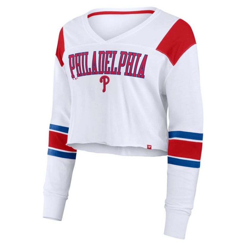 MLB Fanatics Philadelphia Phillies Stretch Cropped Fashion Long Sleeve T-Shirt