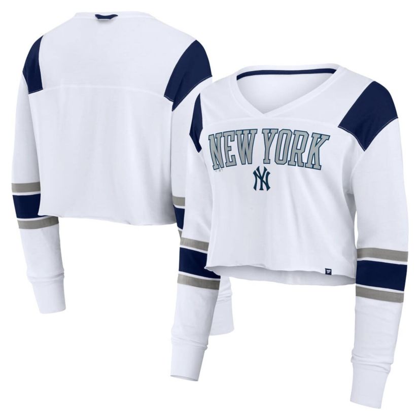 MLB Fanatics New York Yankees Stretch Cropped Fashion Long Sleeve T-Shirt