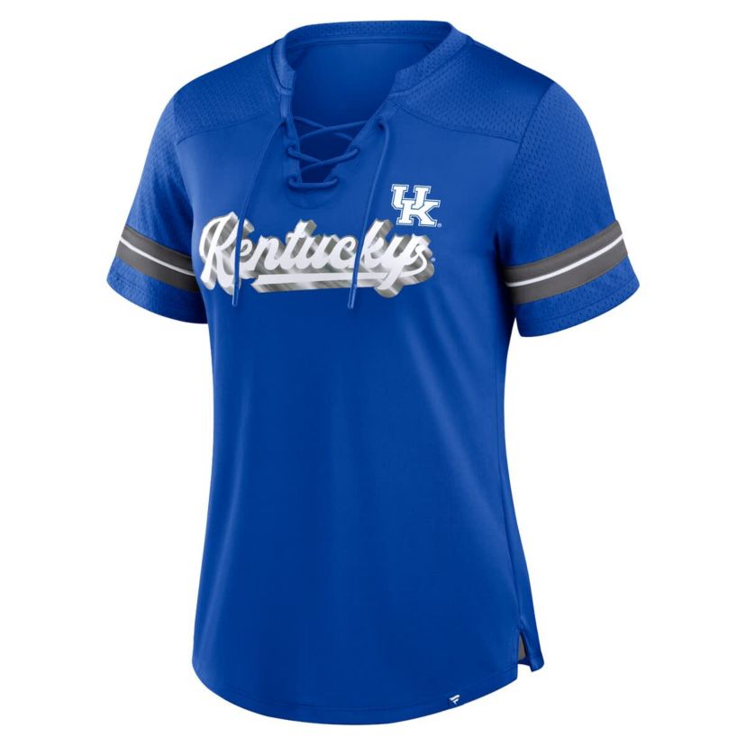 NCAA Fanatics Kentucky Wildcats Fundamental Overtime Readiness Athena Lace-Up V-Neck T-Shirt