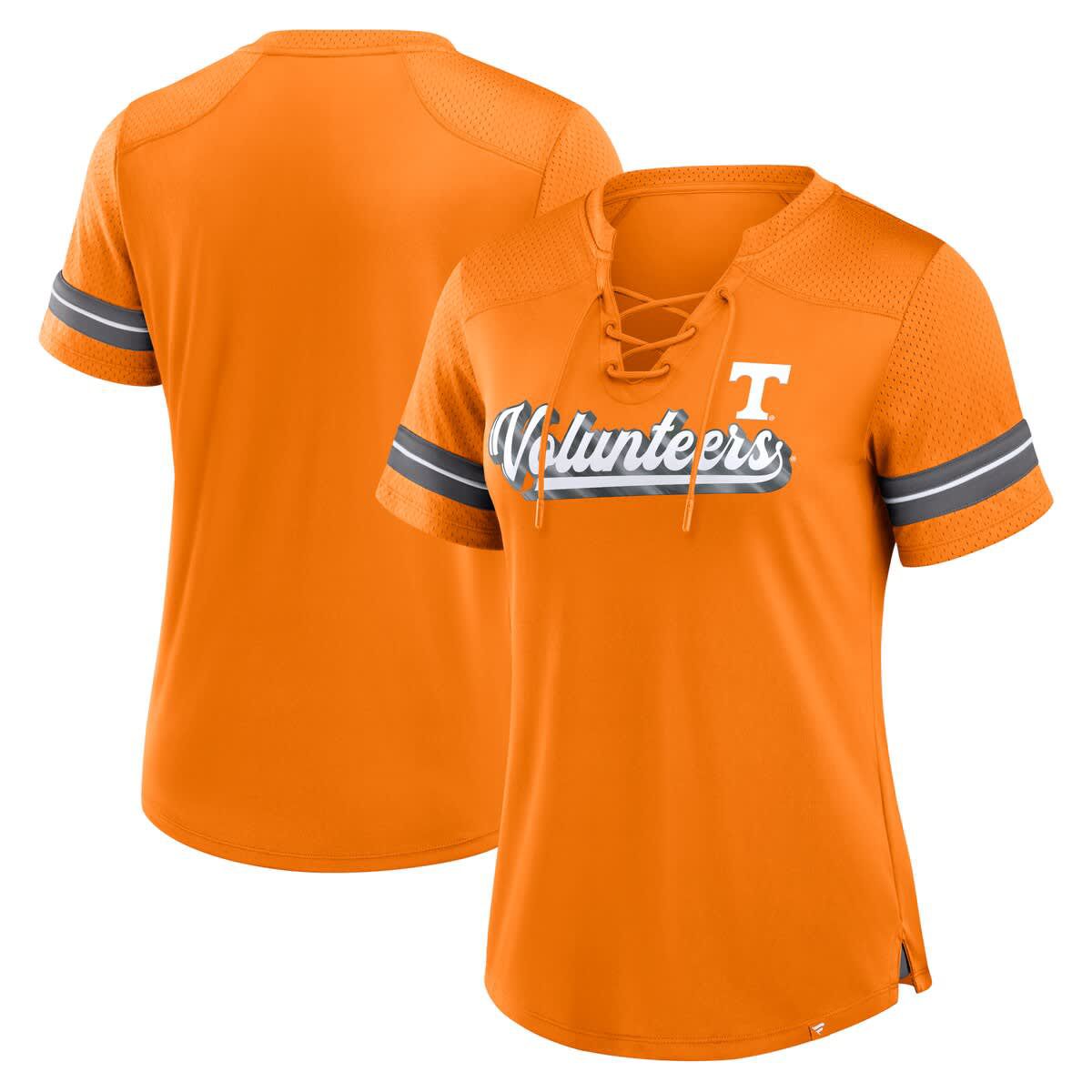 NCAA Fanatics Tennessee Tennessee Volunteers Fundamental Overtime Readiness Athena Lace-Up V-Neck T-Shirt