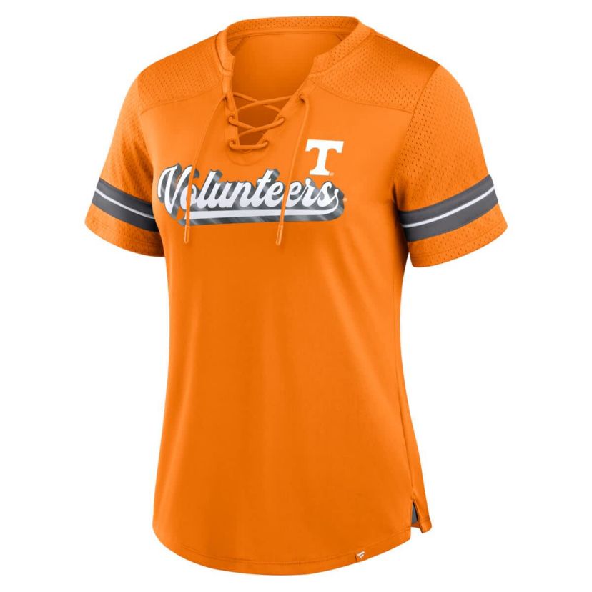 NCAA Fanatics Tennessee Tennessee Volunteers Fundamental Overtime Readiness Athena Lace-Up V-Neck T-Shirt