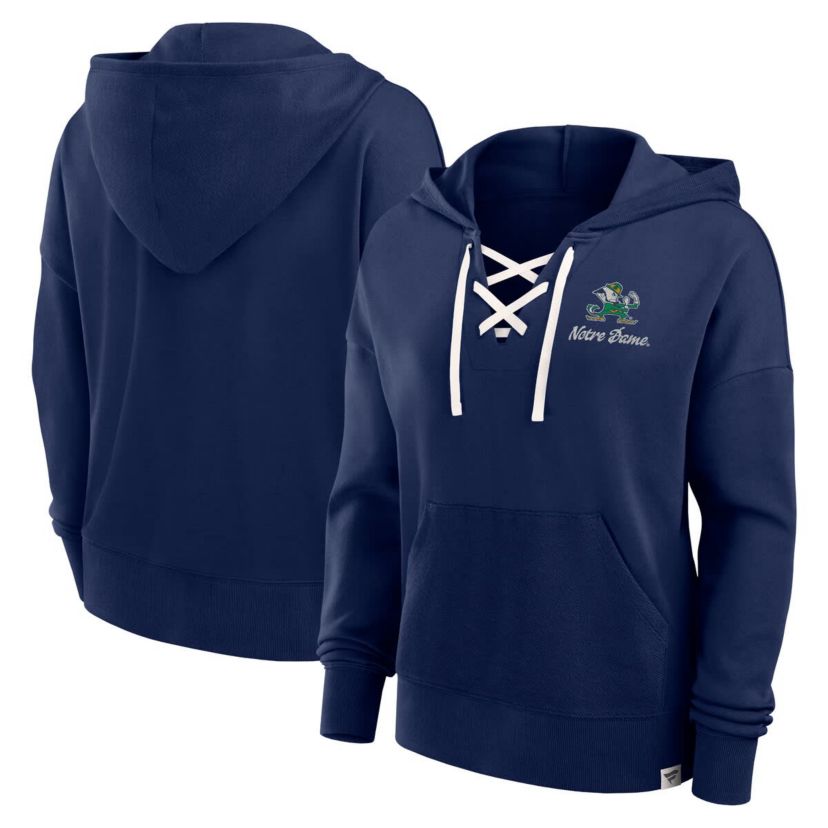 NCAA Fanatics Notre Dame Fighting Irish Original Script Lace-Up Pullover Hoodie
