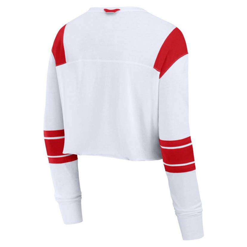 NCAA Fanatics Wisconsin Badgers Training Camp Cropped Long Sleeve V-Neck Fashion Top