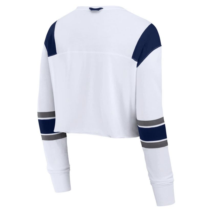 NCAA Fanatics Notre Dame Fighting Irish Training Camp Cropped Long Sleeve V-Neck Fashion Top
