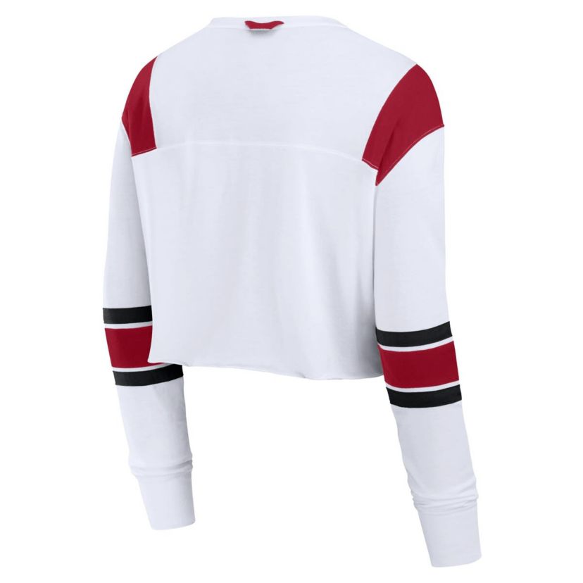 NCAA Fanatics Oklahoma Sooners Training Camp Cropped Long Sleeve V-Neck Fashion Top