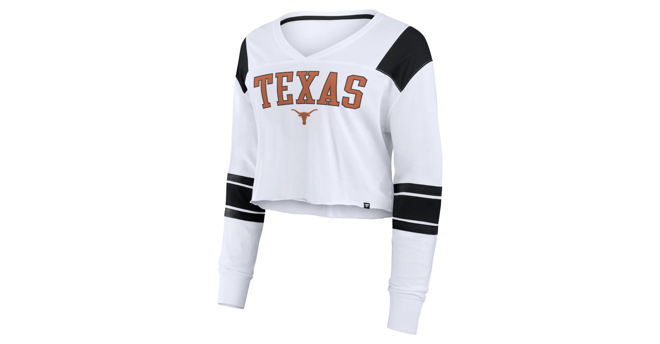NCAA Fanatics Texas Longhorns Training Camp Cropped Long Sleeve V-Neck Fashion Top